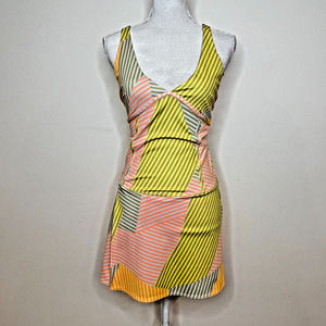 Free People Movement Drop Shot Skortsie Tennis Dress Size medium melon stripe